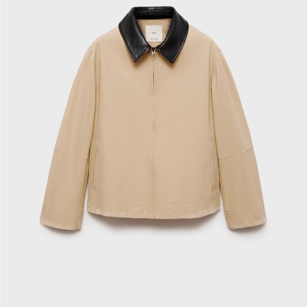 Mango Barn Jacket with Black Leather Collar